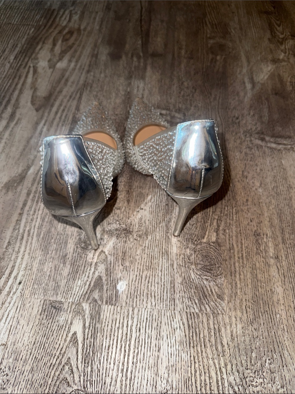 Steve Madden Silver Rhinestone Pointed-Toe Heels - Picture 6 of 7